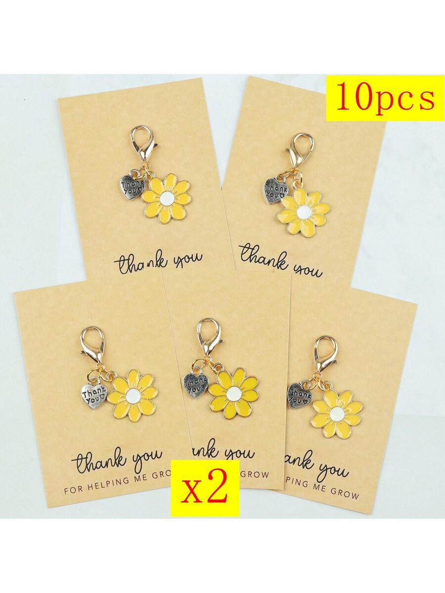 Plant Parental - Enamel Daisy Keychains With Thank You