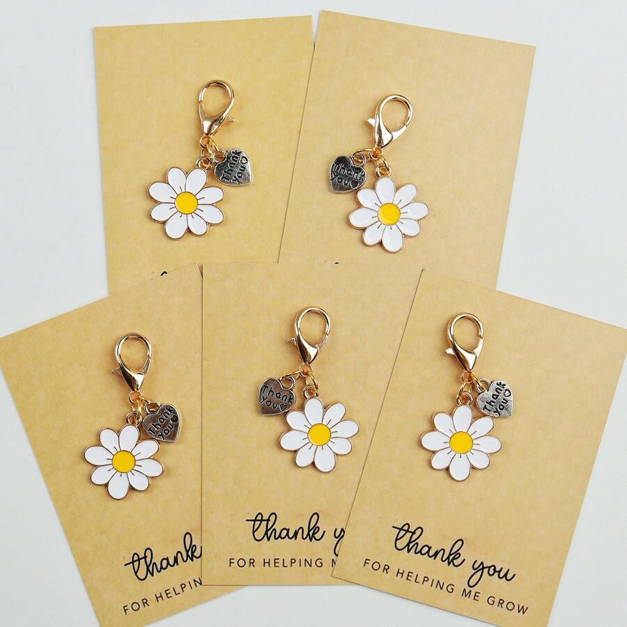 Plant Parental - Enamel Daisy Keychains With Thank You