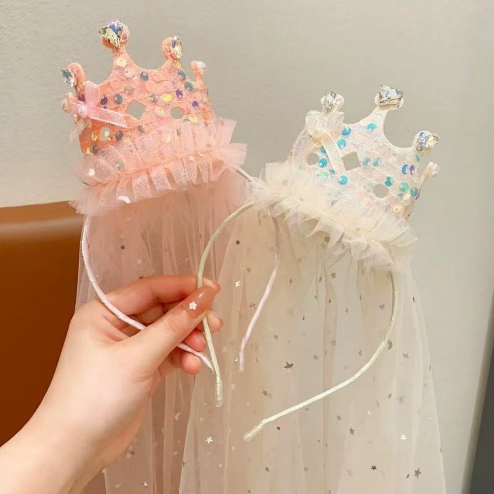 1PC Princess Crown Veil Headba - Philodendron Pink Princess 评论和价格
