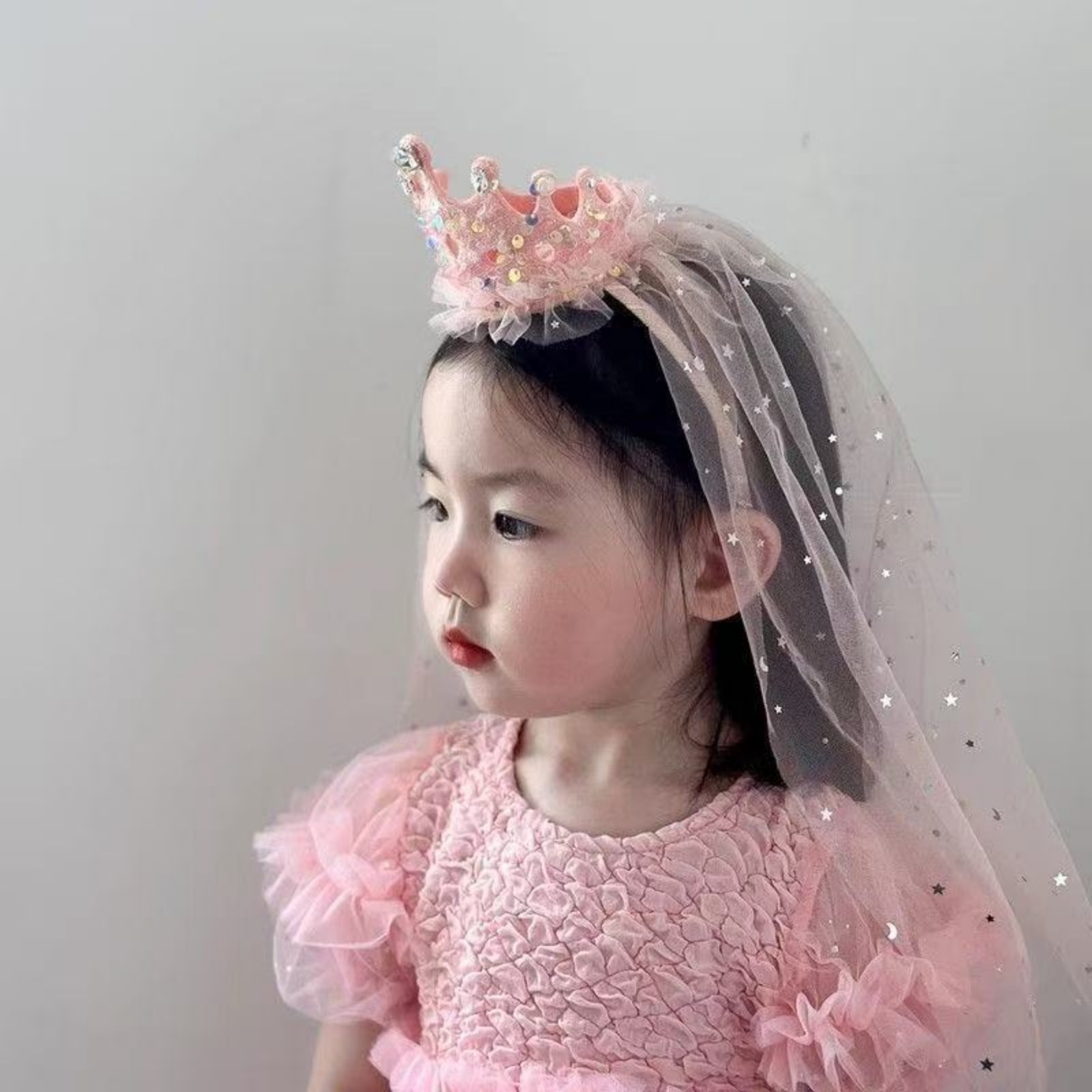 1PC Princess Crown Veil Headba - Philodendron Pink Princess 评论和价格